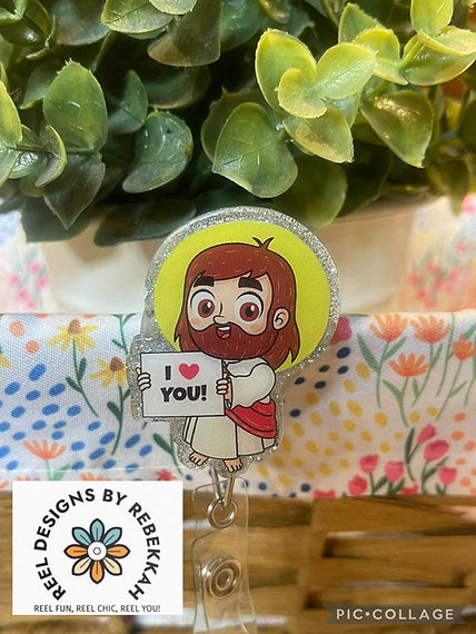 HAND DRAWN I Love You Jesus-silver glitter